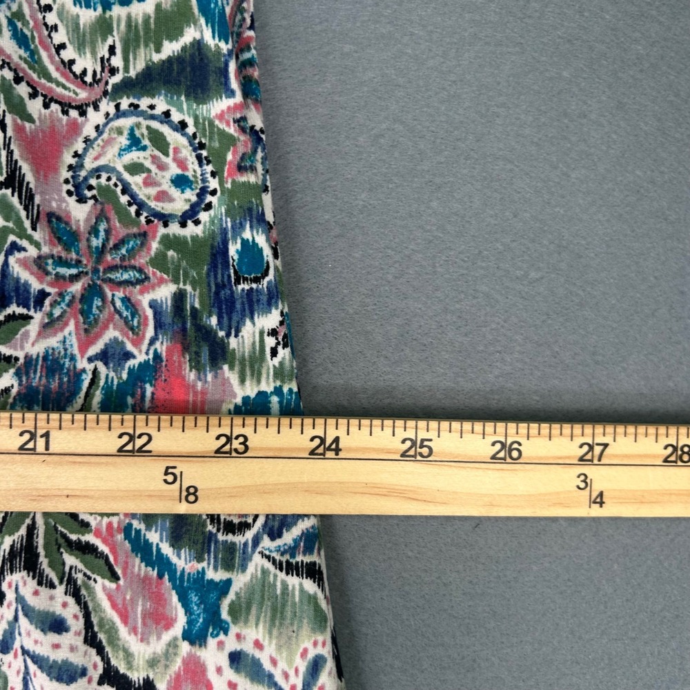 Rachel Zoe Paisley T-Shirt Dress Ruffle Hem Boho Artsy Soft Stretchy Flowy Sz-2X - Picture 7 of 8